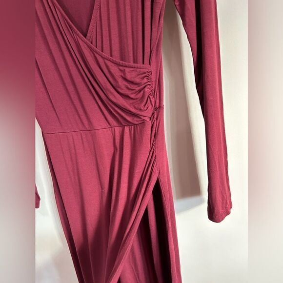 ModCloth Knit on the Town Faux-Wrap Dress in Burgundy - Picture 7 of 11